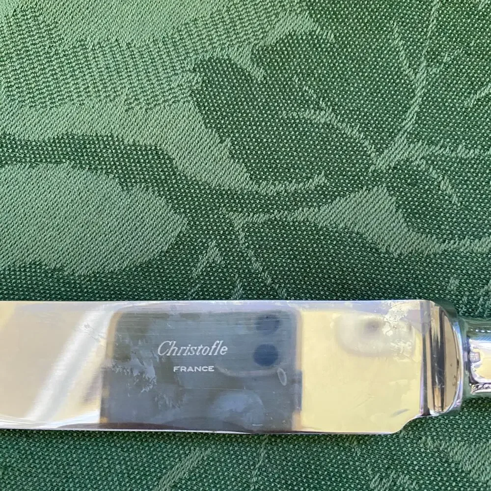 Christofle Perles Carving Knife Silverplate France 13in Serving Beaded